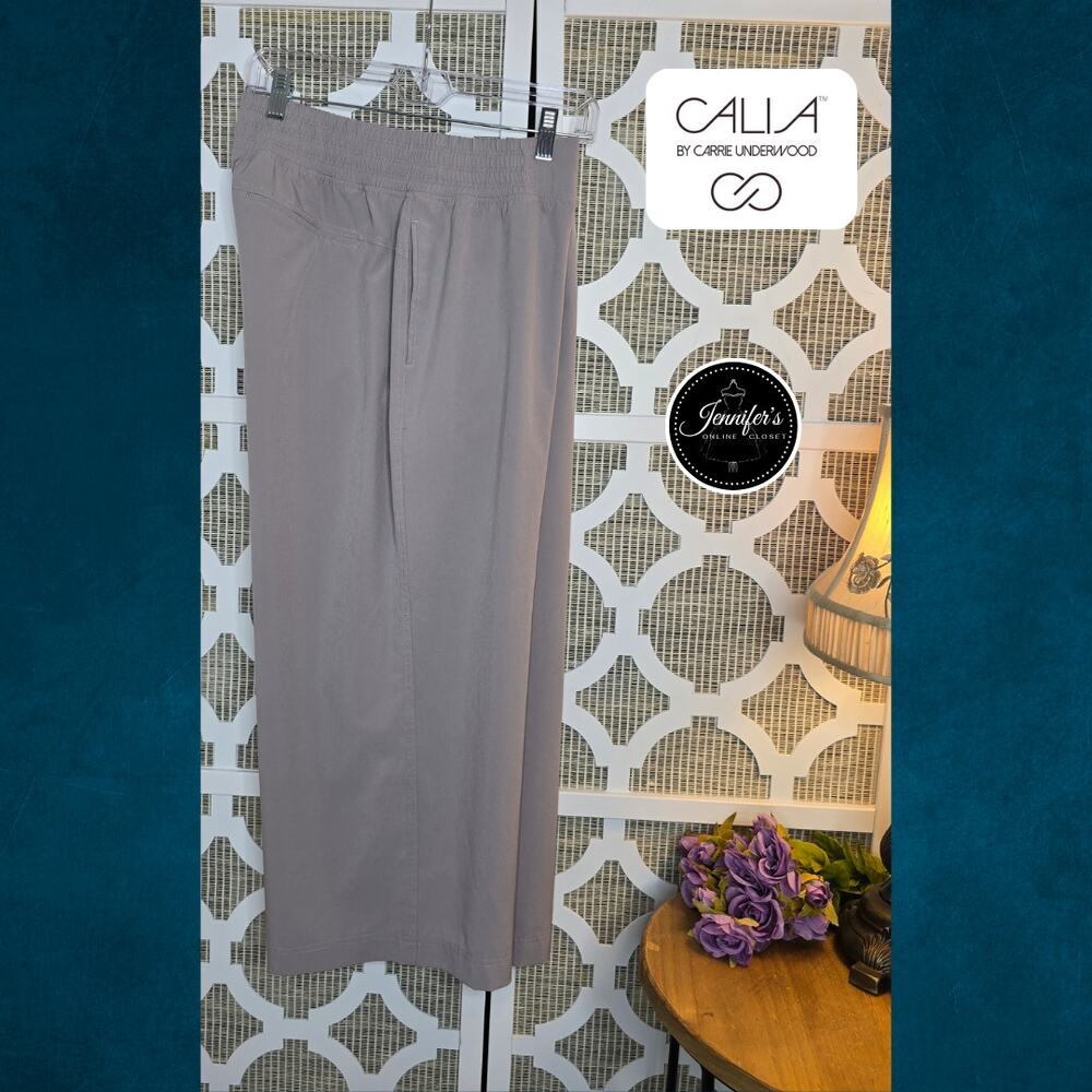 Calia by Carrie Underwood Tan Journey Lightweight Mid-Rise Crop Wide Leg Pants L